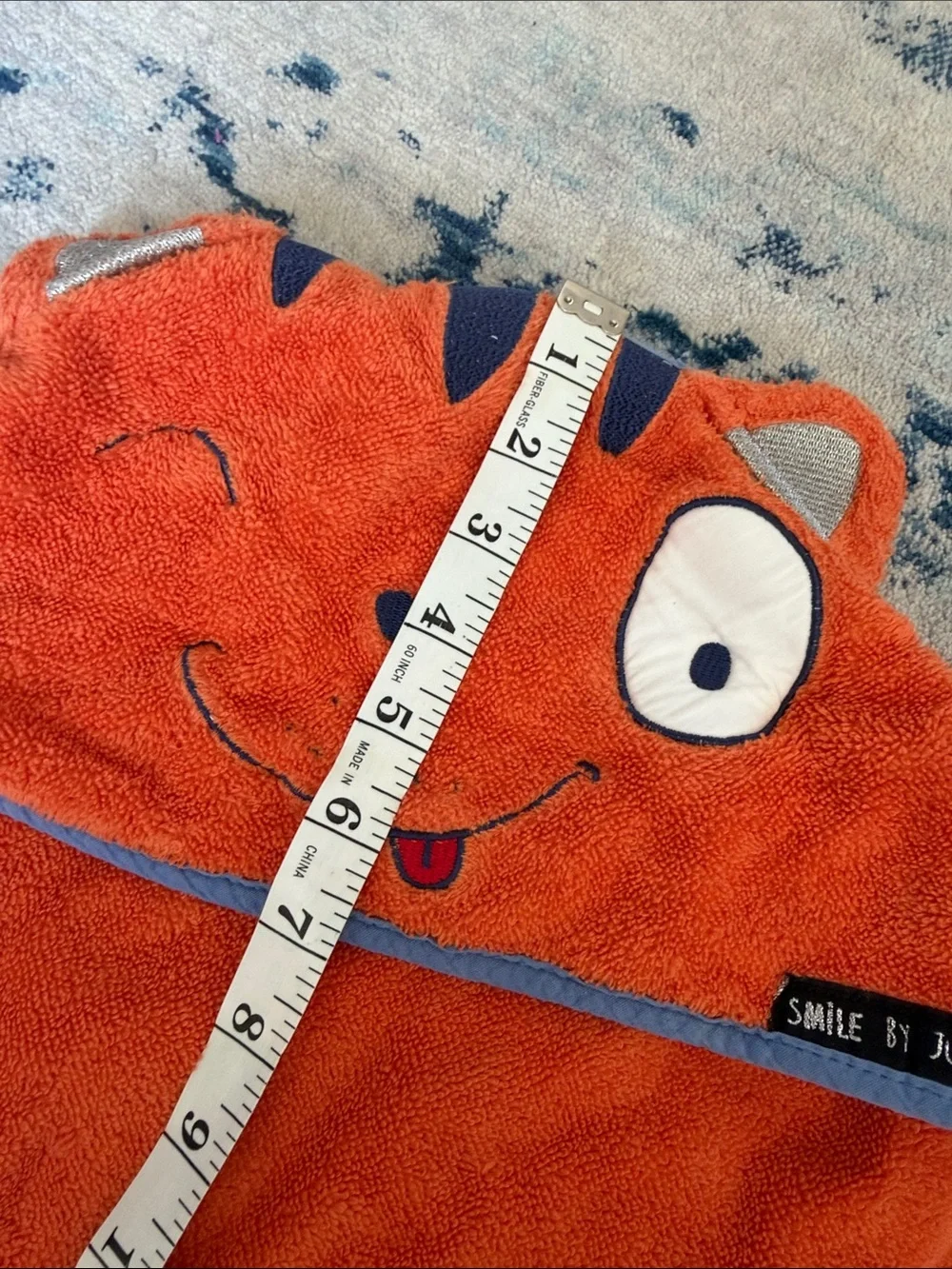 Children's Orange Hooded Bath Towel with Animal Face